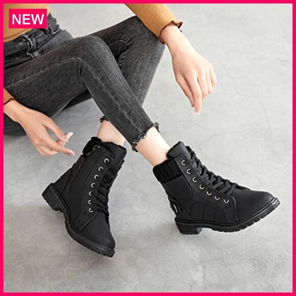 Women's Winter Snow Boots Fur Lined Ankle Boots Side Zipper Water-Resistant - Picture 3 of 8